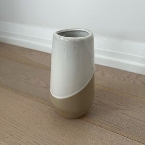 West Elm Half-Dipped White Stoneware Small Tapered Vase